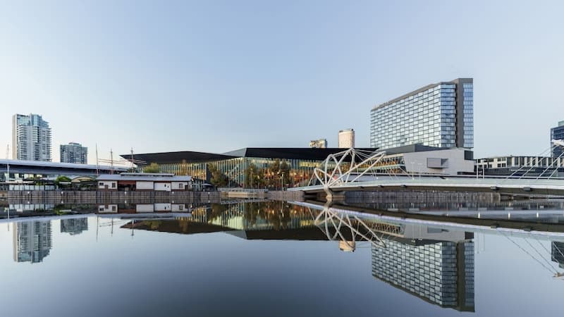 MCEC and the Seafarers Bridge reflected in the Yarra River